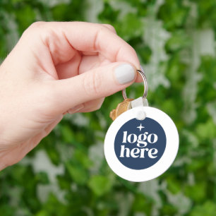 Llavero Logotipo de negocio azul de código QR simple