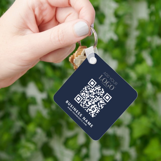 Llavero Logotipo de negocio Código Qr Código código azul d (Mano)
