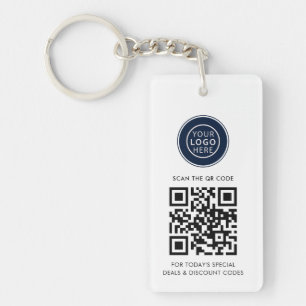 Llavero Logotipo de negocio moderno y código QR minimalist