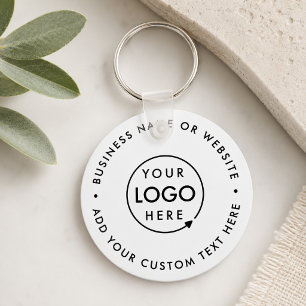 Llavero Logotipo de negocio   Profesional blanco sencillo 