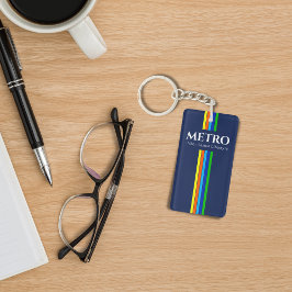 Llavero Logotipo de negocios Retro Blue Moderns Stripes