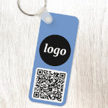 Llavero Logotipo de promoción de marca comercial azul con<br><div class="desc">Añada su propio logotipo y código QR a este sorprendente diseño profesional minimalista. Ideal para el personal y la marca de los empleados,  o como producto promocional para sus empleados,  clientes y clientes. Fantástico como regalo en un lanzamiento,  un espectáculo comercial o un evento corporativo.</div>