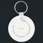 Llavero Logotipo del Monograma del Círculo Blanco minimali<br><div class="desc">Maquinaria para el logotipo minimalista del círculo moderno</div>