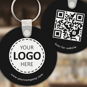 Llavero Logotipo del personalizado, código QR y texto, neg