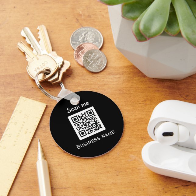 Llavero Logotipo Empresarial Código QR Profesional Negro M (Escritorio )