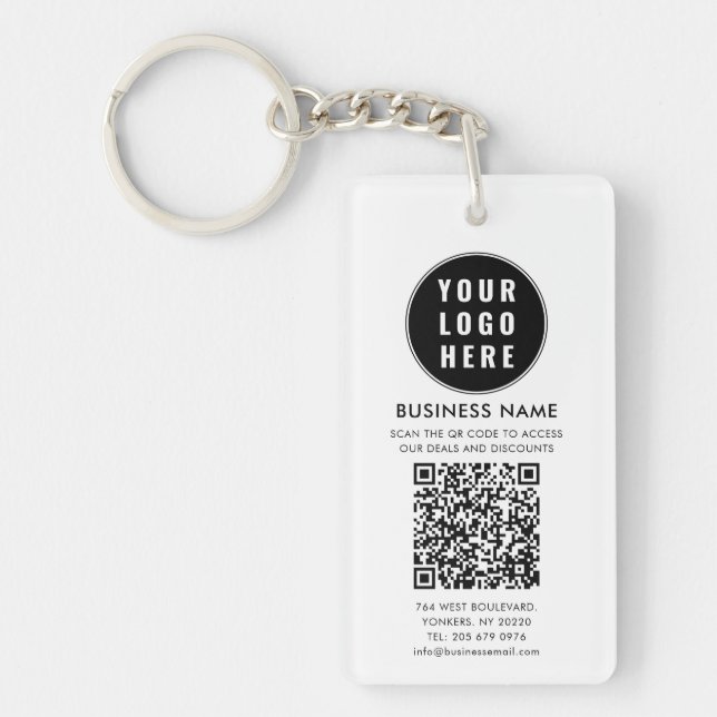 Llavero Logotipo empresarial y código QR moderno (Frente)