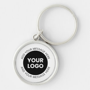 Llavero Logotipo empresarial y texto editable Blanco y neg