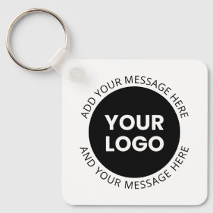 Llavero Logotipo empresarial y texto editable Blanco y neg