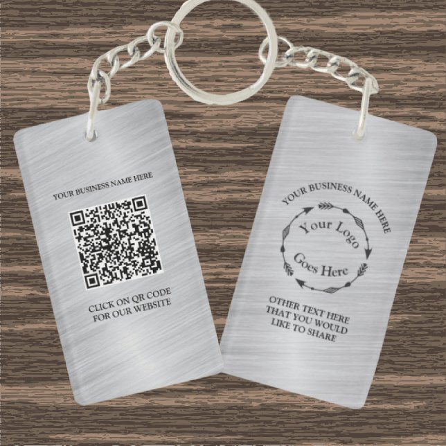 Llavero Logotipo Metalizado cepillado plateado y código QR (Subido por el creador)