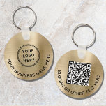 Llavero Logotipo moderno Código QR Oro promocional<br><div class="desc">Simple y moderna cadena de claves promocionales para su negocio u organización con un fondo metálico de imitación de oro. Añade tu logotipo y código QR y una línea de texto personalizado en cada lado,  como el nombre de tu empresa,  el lema,  gracias,  etc.</div>