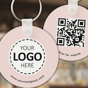 Llavero Logotipo personalizado, código QR y texto, Rubor R