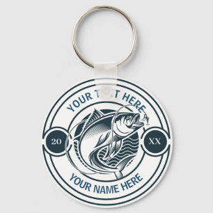 Llavero Logotipo personalizado de pesca de lubina de boca 