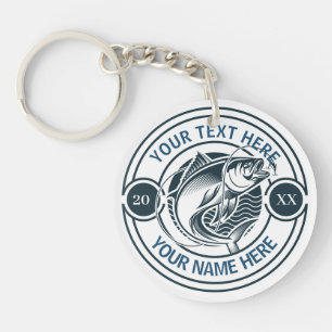 Llavero Logotipo personalizado de pesca de lubina de boca 
