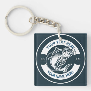 Llavero Logotipo personalizado de pesca de lubina de boca 