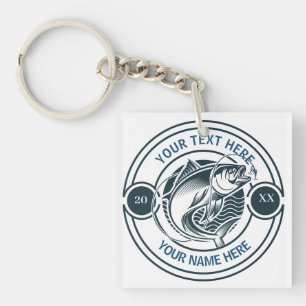 Llavero Logotipo personalizado de pesca de lubina de boca