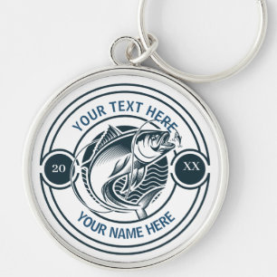 Llavero Logotipo personalizado de pesca de lubina de boca 