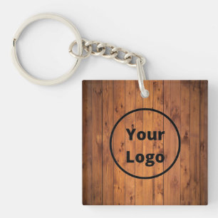 Llavero logotipo personalizado madera marrón