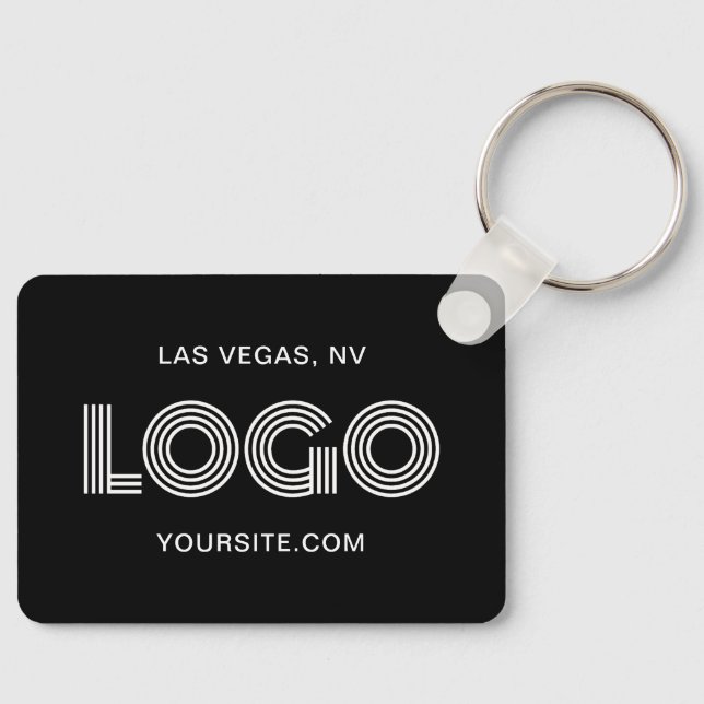 Llavero Logotipo rectangular moderno en blanco y negro (Anverso)