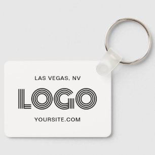 Llavero Logotipo rectangular moderno en blanco y negro