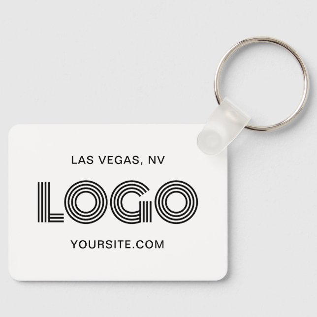 Llavero Logotipo rectangular moderno en blanco y negro (Anverso)