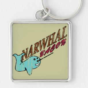 Llavero Logotipo retro del tocino de Narwhal