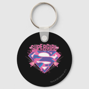 Llavero Logotipo rosado y púrpura de Supergirl del Grunge