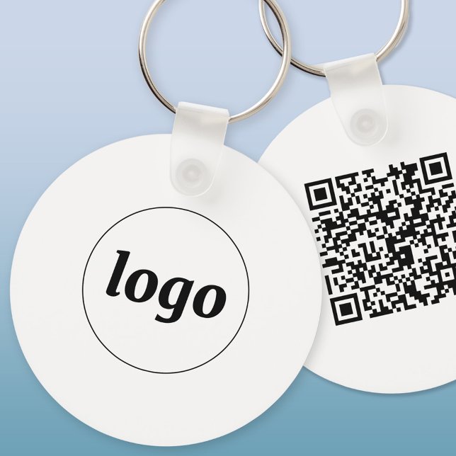 Llavero Logotipo sencillo Código QR Promocional comercial (Simple logo with QR code business branding promotional keychain)