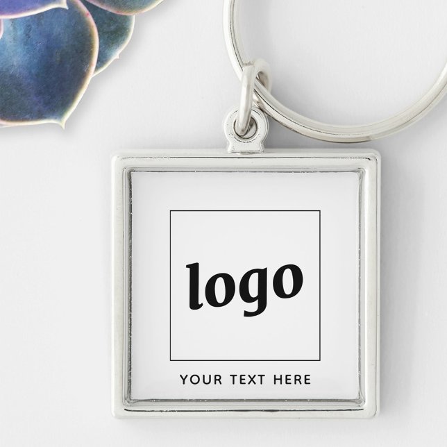 Llavero Logotipo simple con negocio de texto (Logo custom text business promotional keyring)