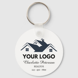 Llavero Logotipo y código QR Promocional de bienes raíces