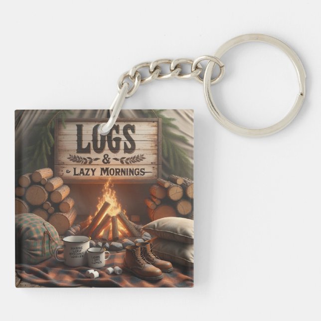 Llavero Logs & Lazy Mornings Keychain – Camping Adventure (Atrás)