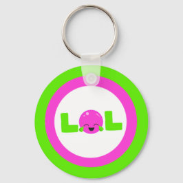 Llavero LOL Ríe en voz alta botón verde violeta