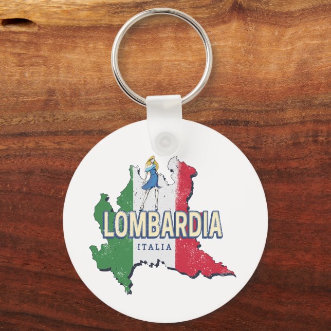 Llavero Lombardía Italia Retro Región Mapa de recuerdos de (Anverso)