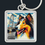 Llavero London Collie<br><div class="desc">Rough Collie in London.

Each purchase helps a collie in need.  To learn more about our organization please visit our website www.ColliesWithoutBorders.org</div>