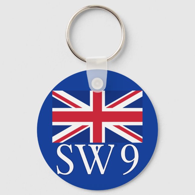 Llavero London Postcode SW9 con Union Jack (Anverso)