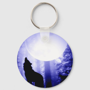 Llavero Lonely Wolf Howling en la Luna