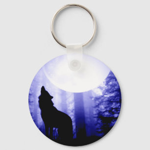 Llavero Lonely Wolf Howling en la Luna