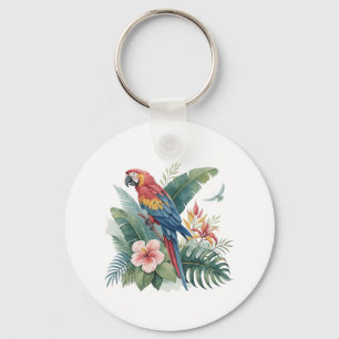Llavero Loro Con Flores