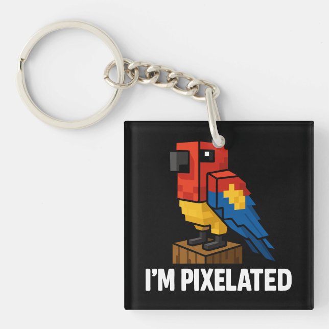 Llavero Loro de loro de jungla de blocky (Frente)