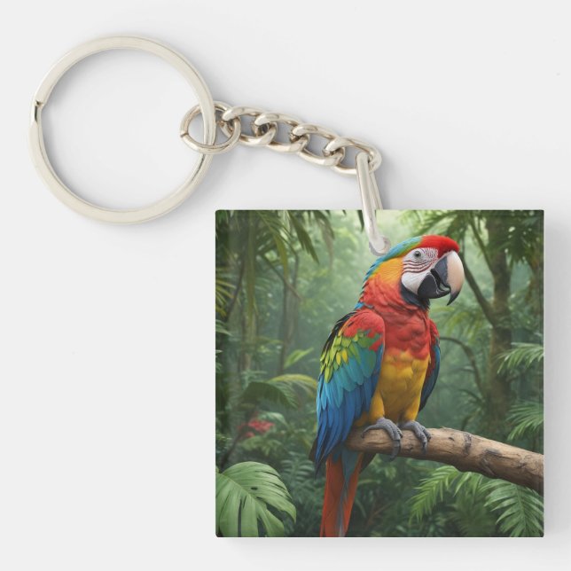 Llavero Loro de Macao en la jungla (Frente)