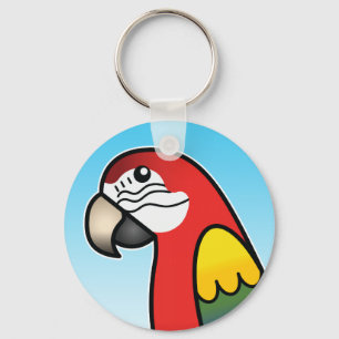 Llavero Loro guacamayo de dibujos animados escarlata