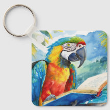Loro Macaw Sobrio Leyendo Libro Grande Oración Per