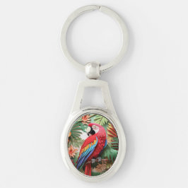 Llavero Loro moderno colorido en 3D Ave Lover