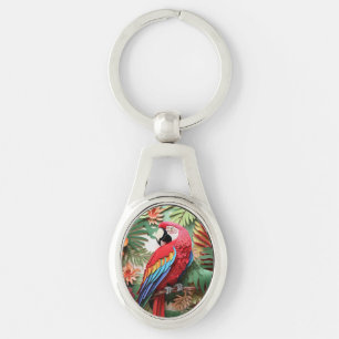 Llavero Loro moderno colorido en 3D Ave Lover