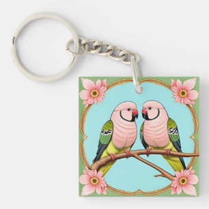Llavero Loros Ilustrativos Hermosos Juntos