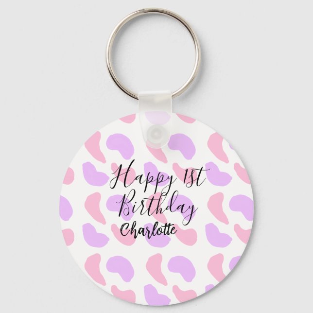 Llavero Los abstractos púrpura rosa forman un feliz primer (Anverso)