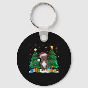 Llavero Los amantes del perro Pitbull de Santa Hat Navidad