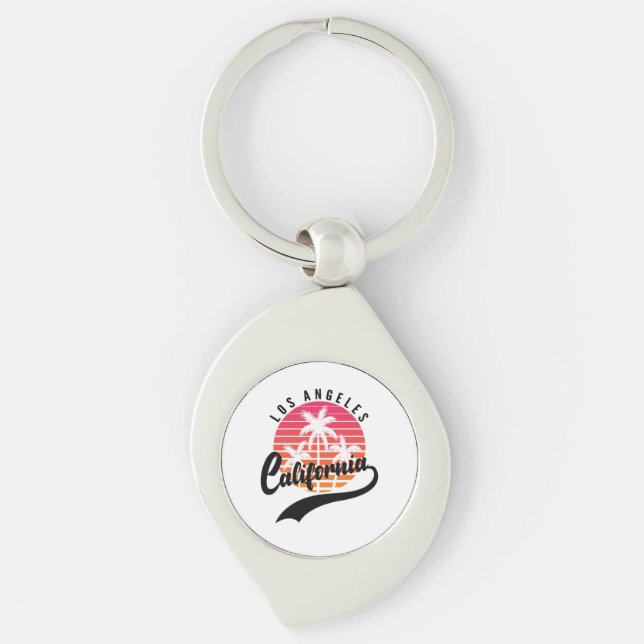 Llavero Los Ángeles, California Retro Keychain Metalizado (Anverso)