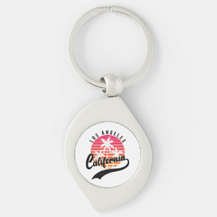 Llavero Los Ángeles, California Retro Keychain Metalizado