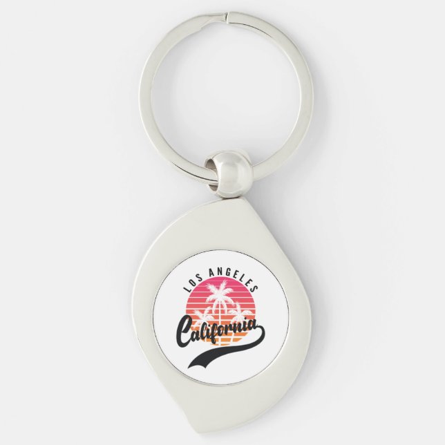 Llavero Los Ángeles, California Retro Keychain Metalizado (Anverso)