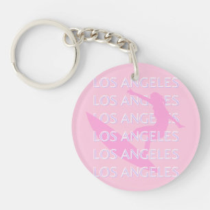 Llavero Los Angeles Travel Art, California, Pink, Preppy